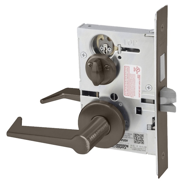 Privacy, Bedroom or Bathroom Mortise Lock, ES Lever, A Rose, Oil Rubbed Bronze